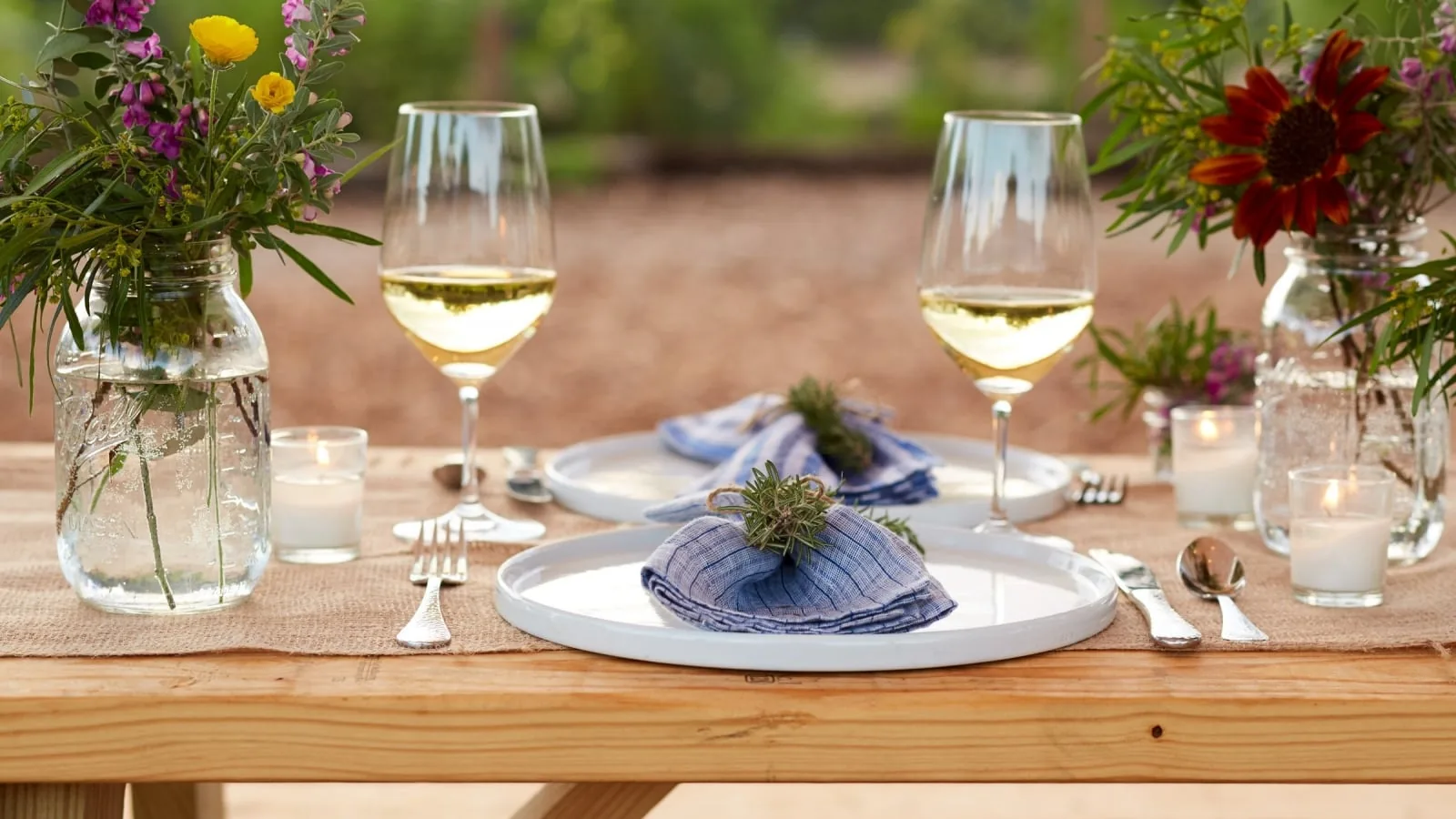outdoor table setting for two