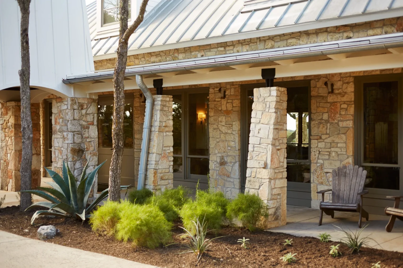 Stone porch at Hilltop Crossings