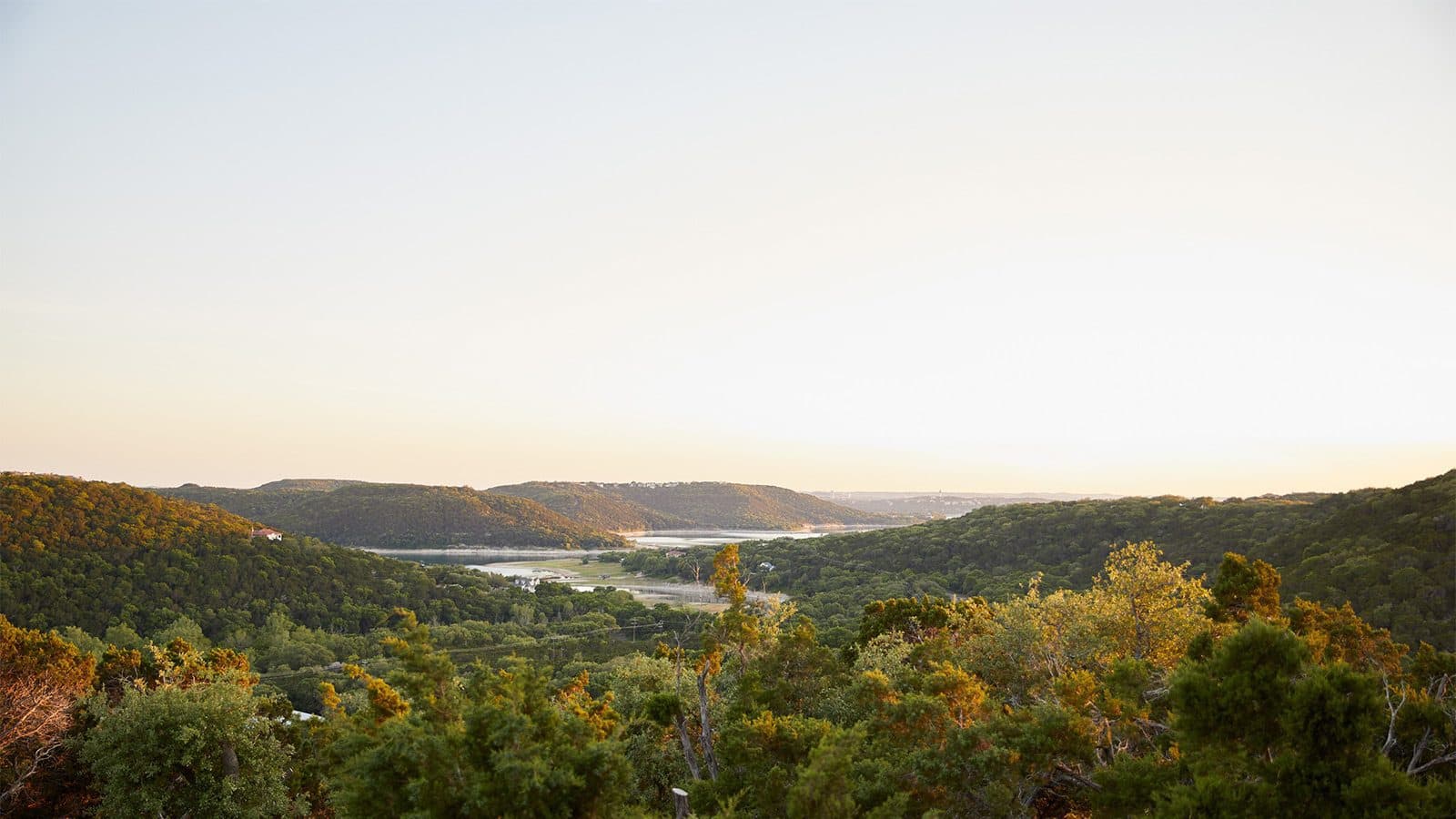 view of the landscape with trees and water